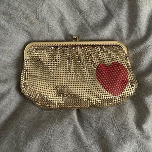 Felix Rey gold metallic clutch with heart